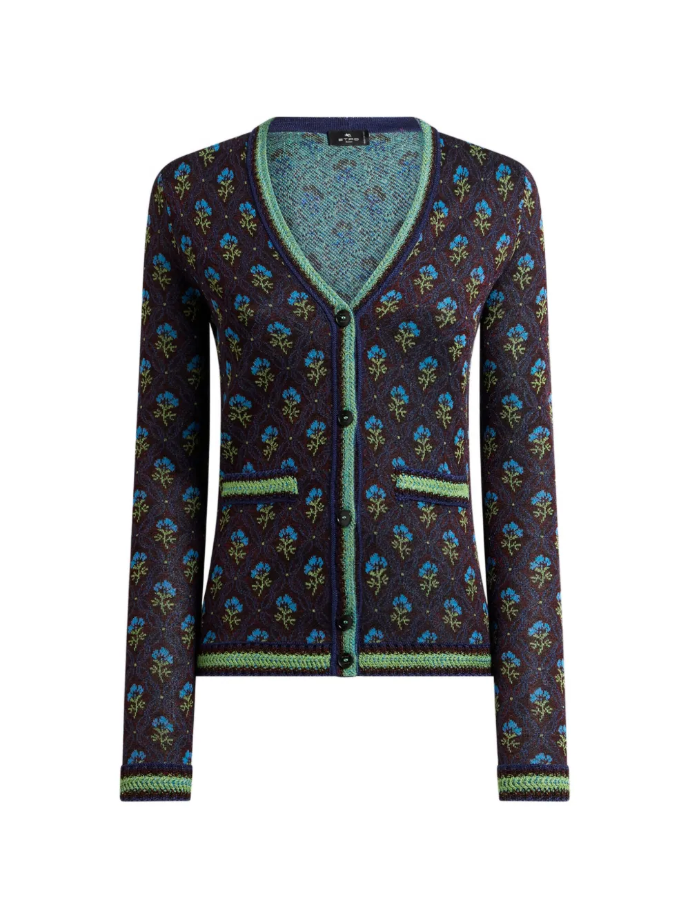 ETRO jacquard cardigan with diamond flower-motif - Brown