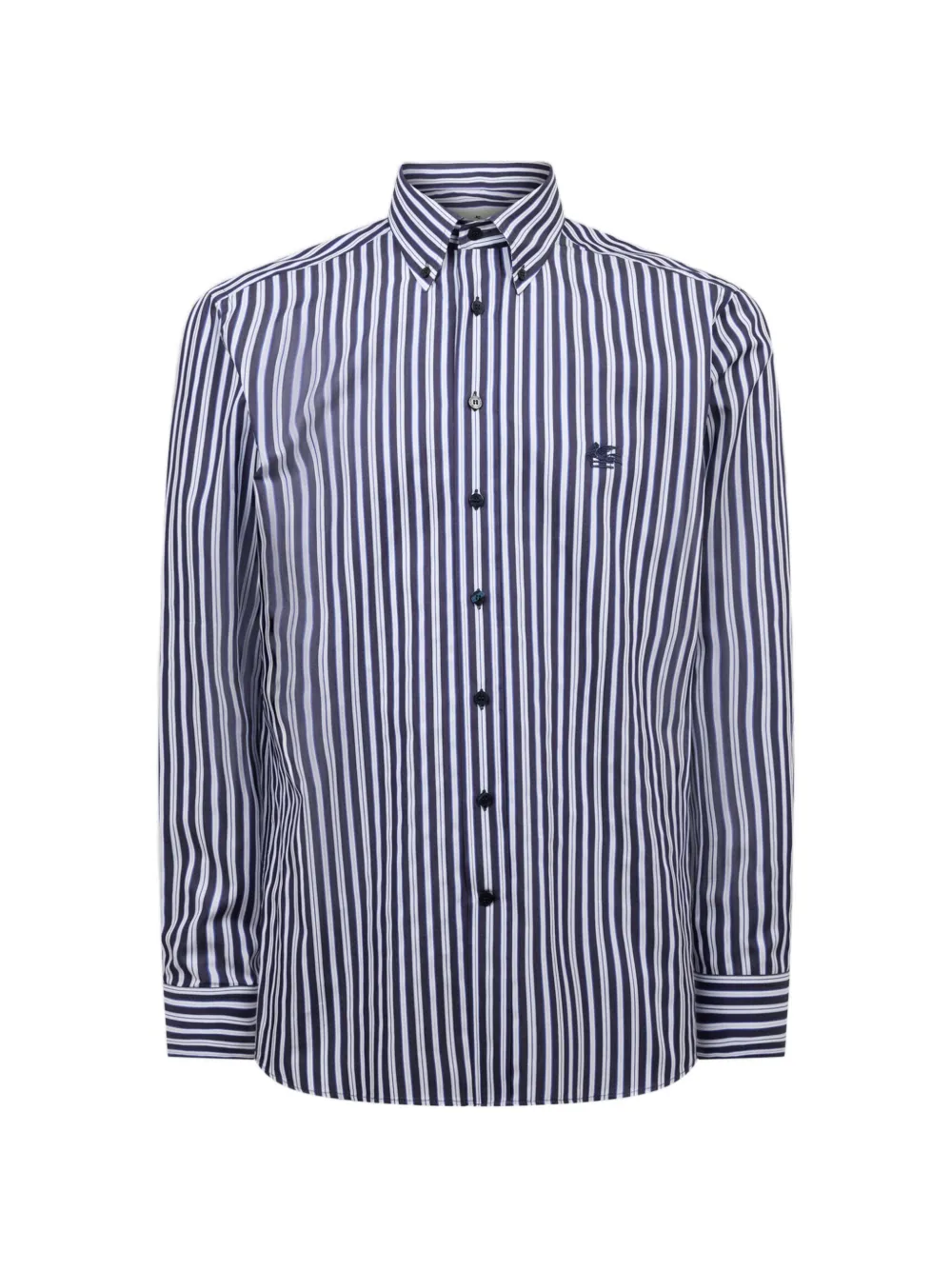 Etro Striped Button-down Cotton Shirt In Animal Print