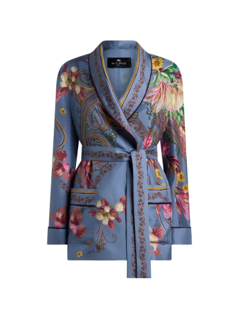 ETRO silk jacket with belt and floral paisley motif