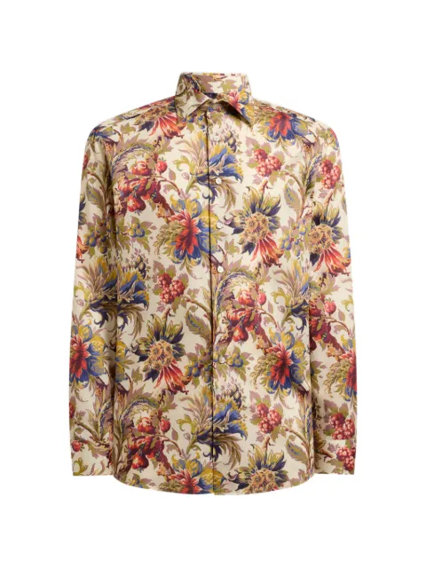 ETRO cotton satin shirt with floral-motif