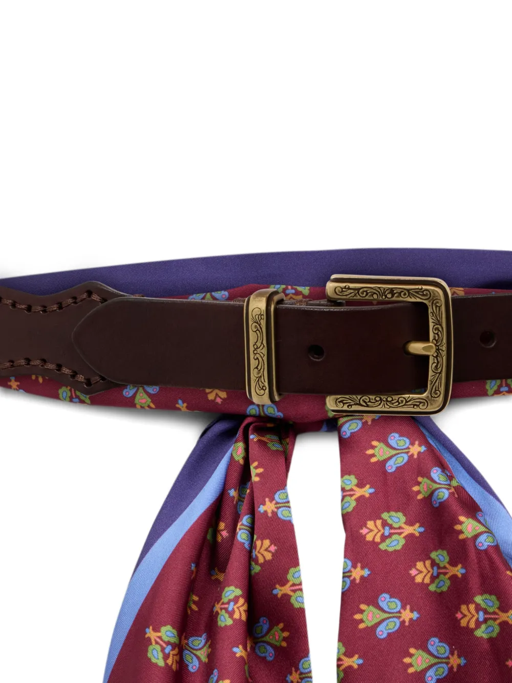 ETRO Leren riem met sjaal met print Rood