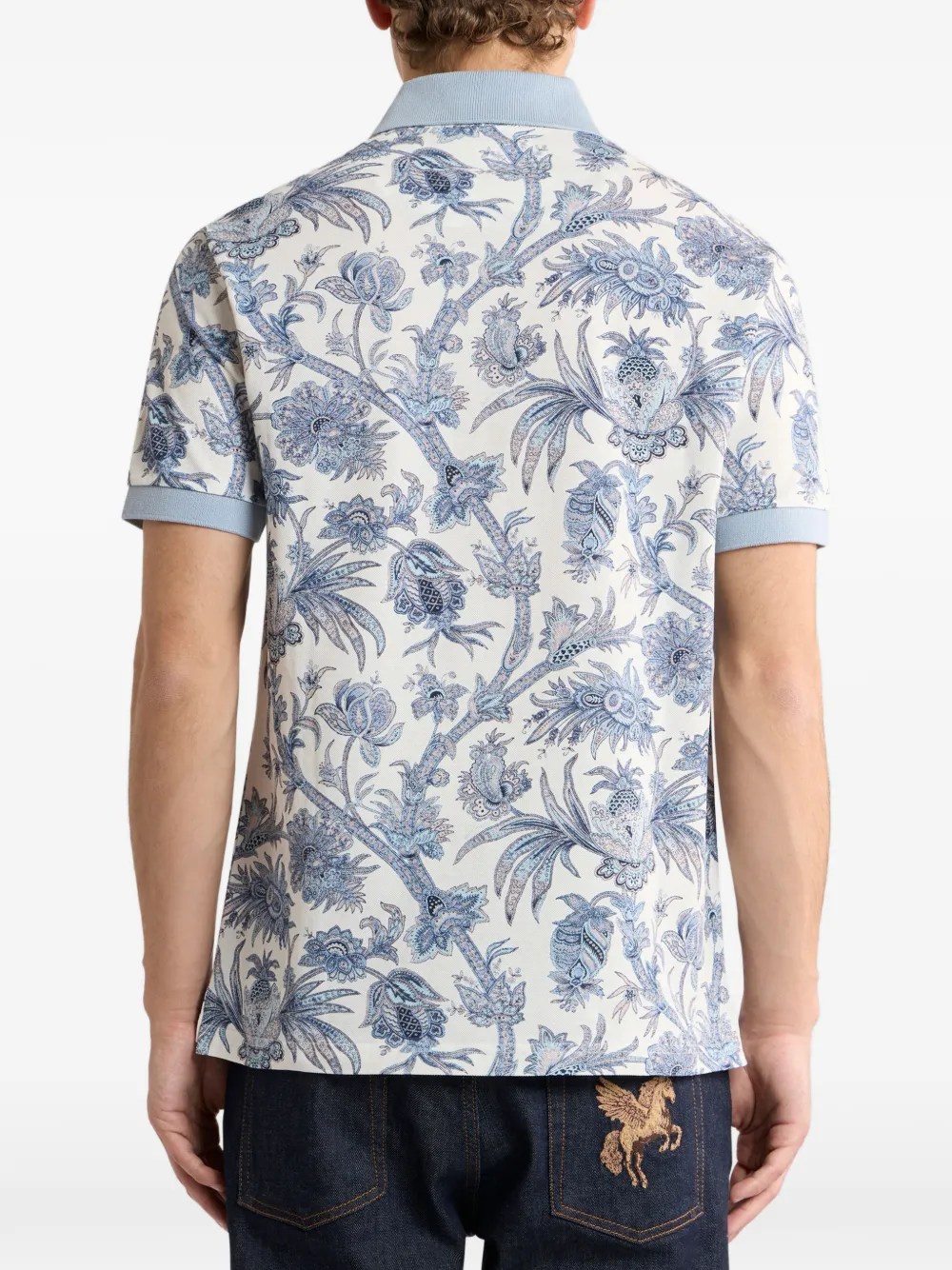 ETRO katoenen piqué poloshirt met bloemig Paisley motief Beige