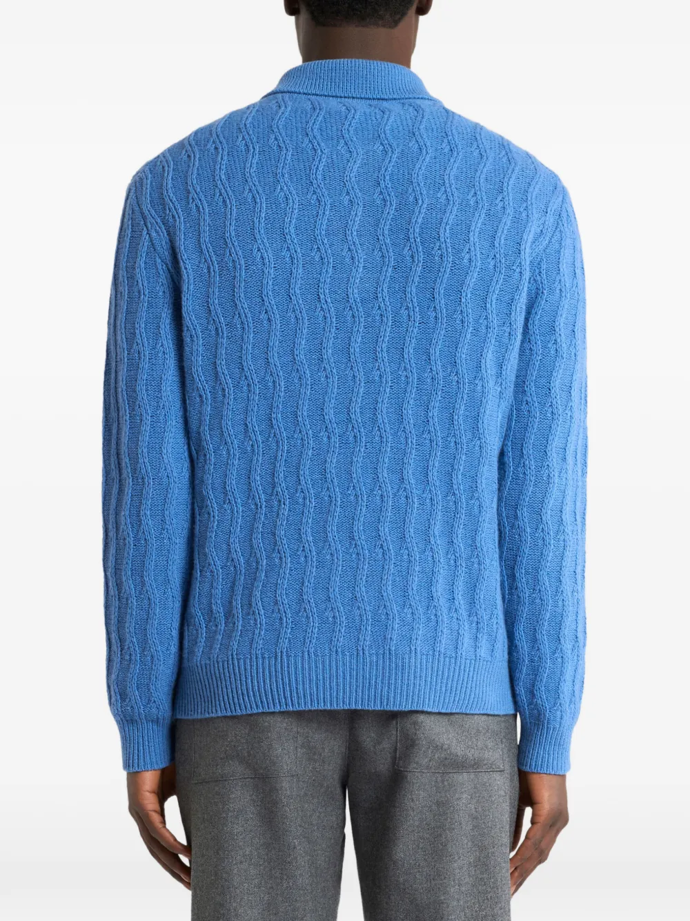 ETRO Polotrui van kasjmier met golvend patroon Blauw
