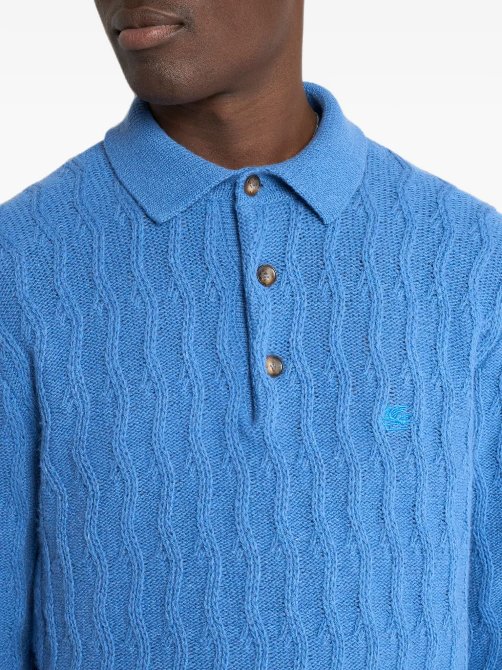 ETRO Polotrui van kasjmier met golvend patroon Blauw