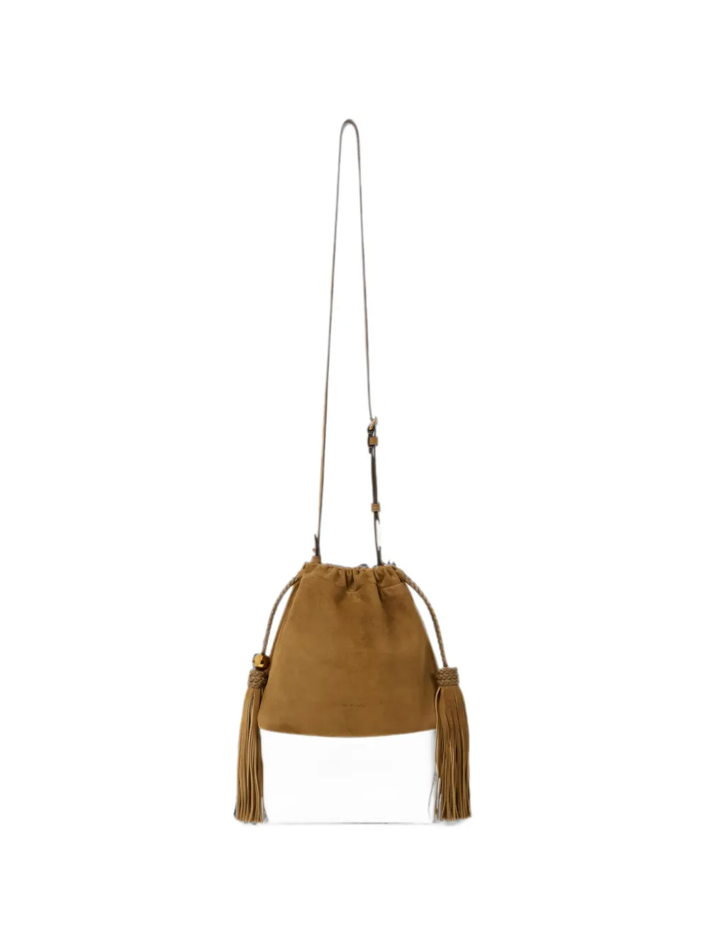 ETRO Kalispera suède mini-tas met patch en kwastjes Beige