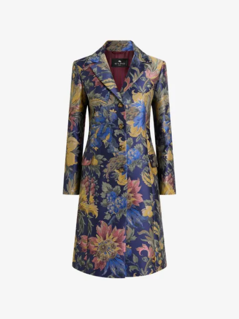 ETRO manteau en jacquard en coton mélangé à motif floral