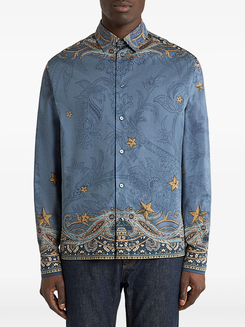 ETRO Katoenen overhemd met Pegaso-patroon Blauw