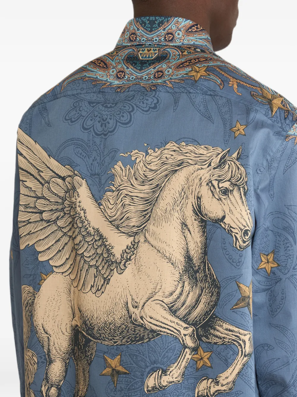 ETRO Katoenen overhemd met Pegaso-patroon Blauw