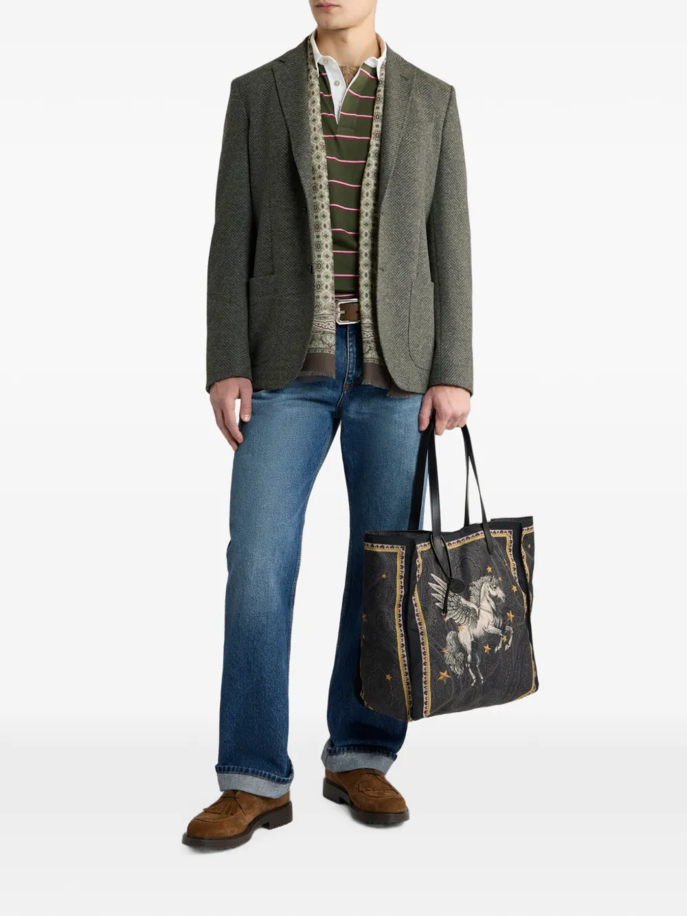 ETRO Gebreide colbert met enkele rij knopen en chevron-motief Grijs