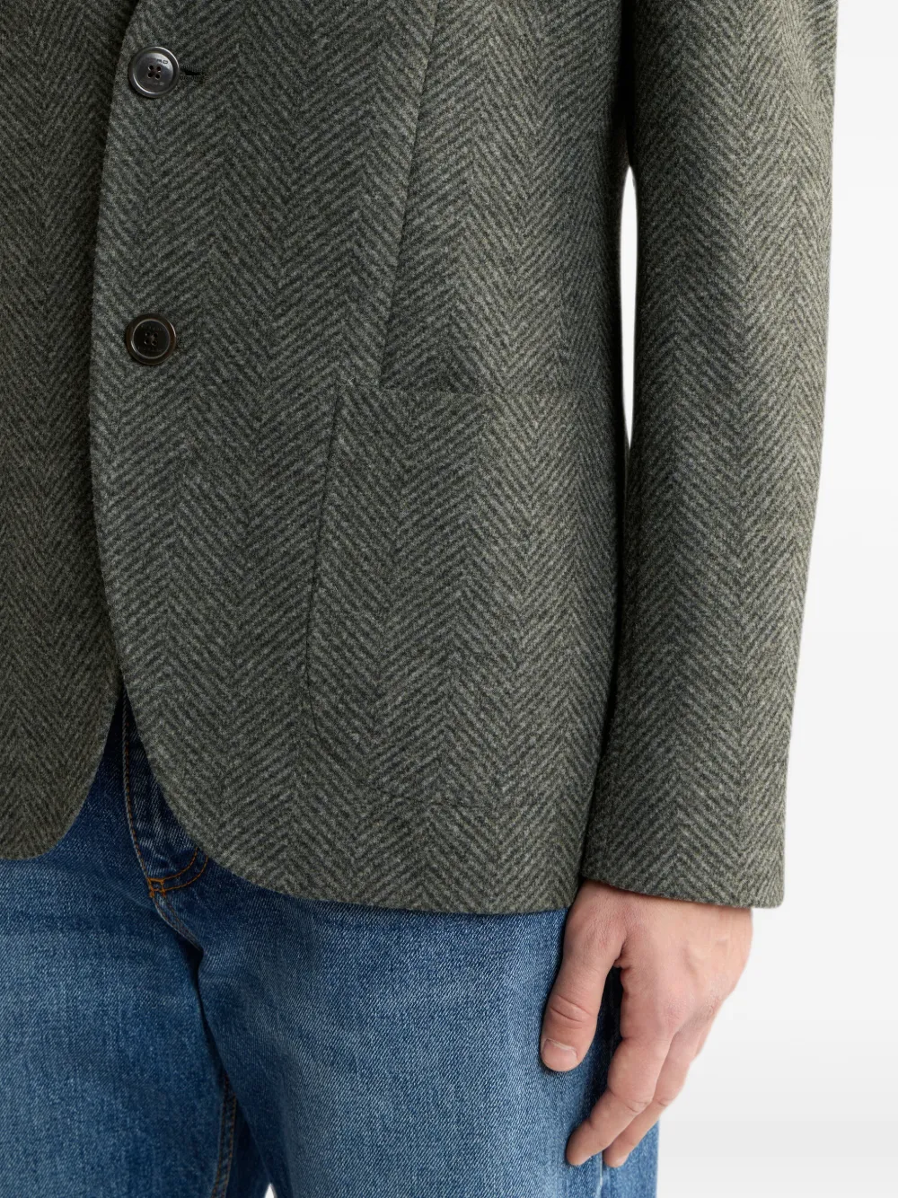 ETRO Gebreide colbert met enkele rij knopen en chevron-motief Grijs