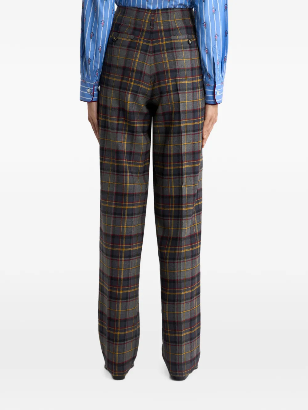 ETRO Stretch wollen broek met ruitmotief Grijs