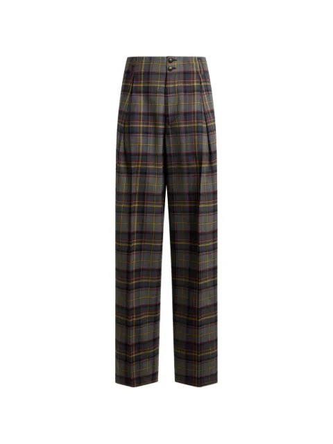 ETRO stretch wool trousers with check motif