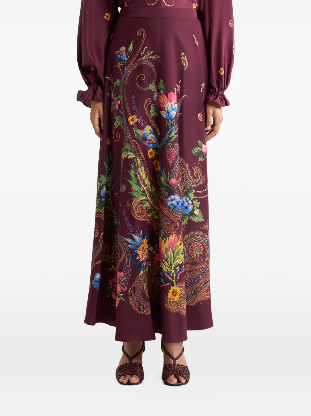 ETRO Zijden maxi-rok met paisley-print Rood