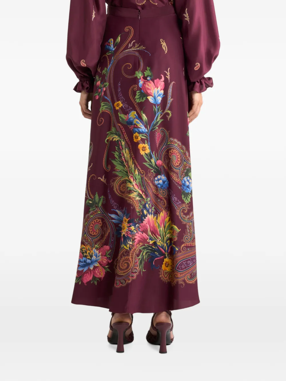 ETRO Zijden maxi-rok met paisley-print Rood