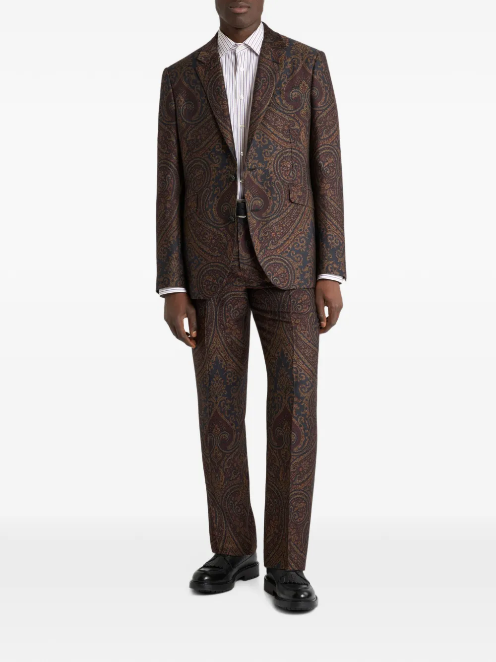 ETRO Straight wolblend jacquard broek met Paisley-motief Blauw
