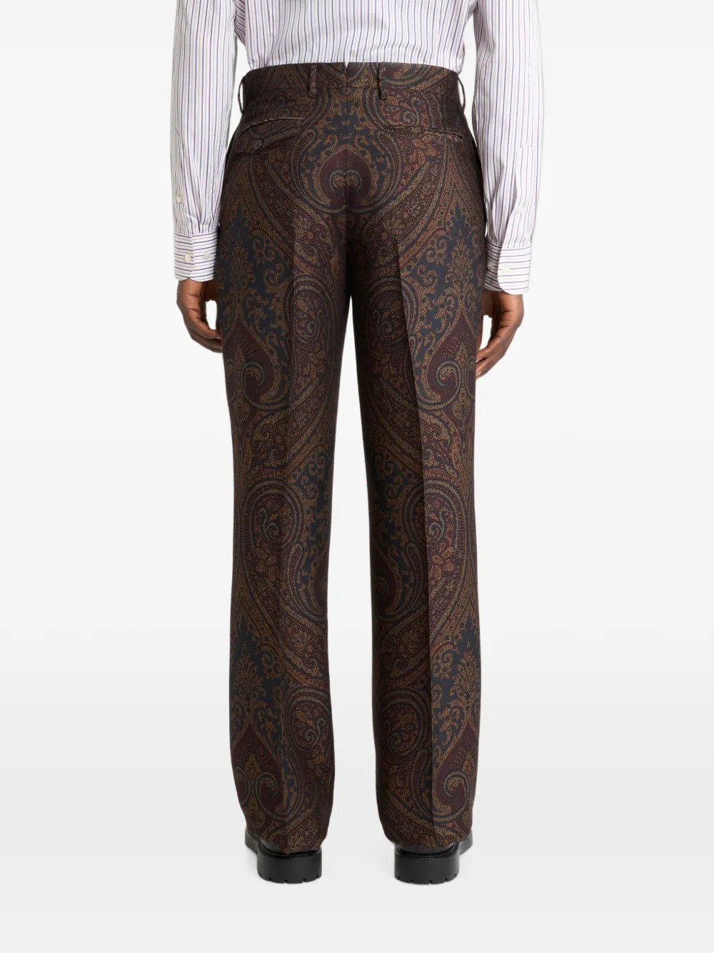 ETRO Straight wolblend jacquard broek met Paisley-motief Blauw