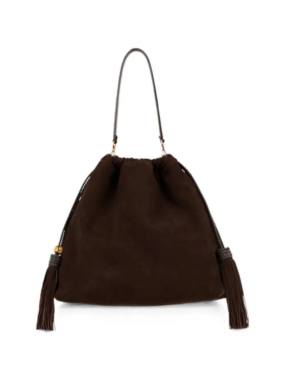 ETRO Grote suède Kalispera tas met patch en kwastjes Bruin