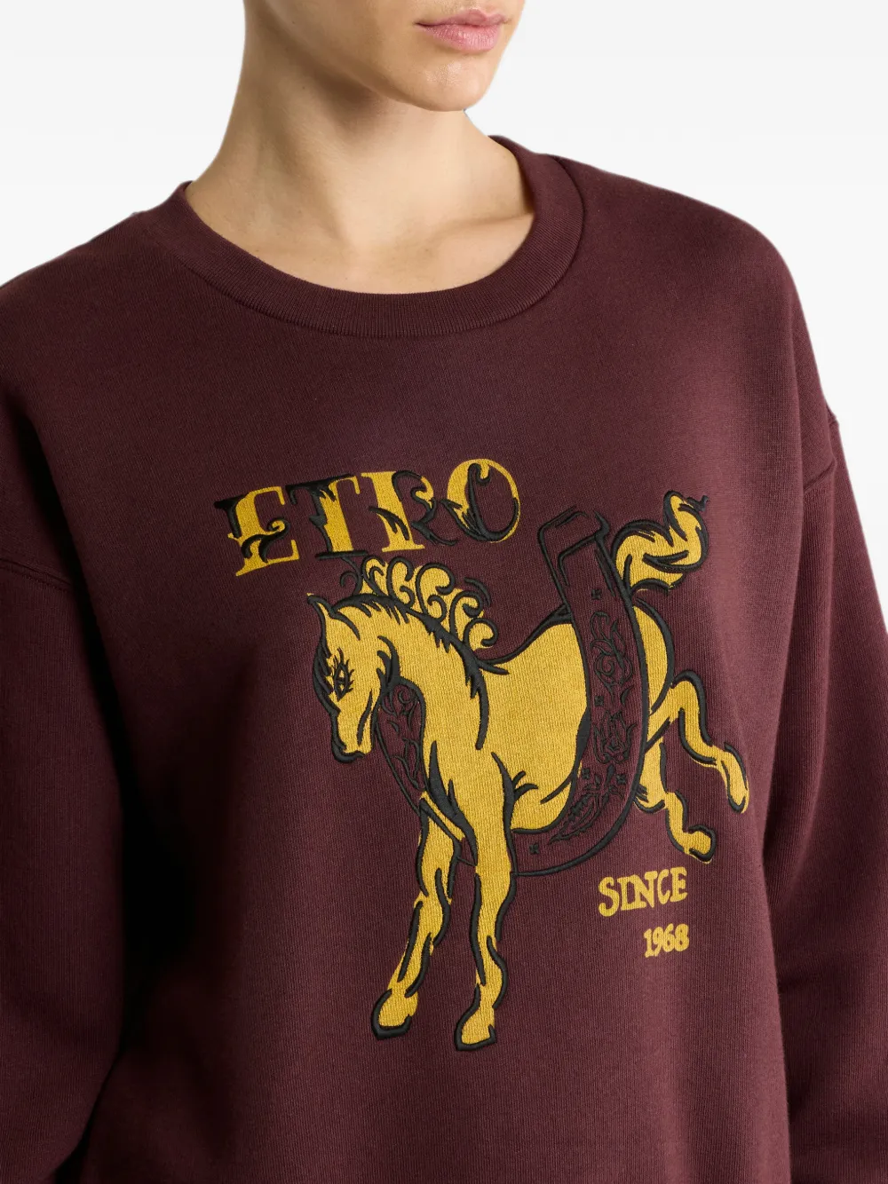 ETRO Sweater met Pegaso-print en logo Bruin