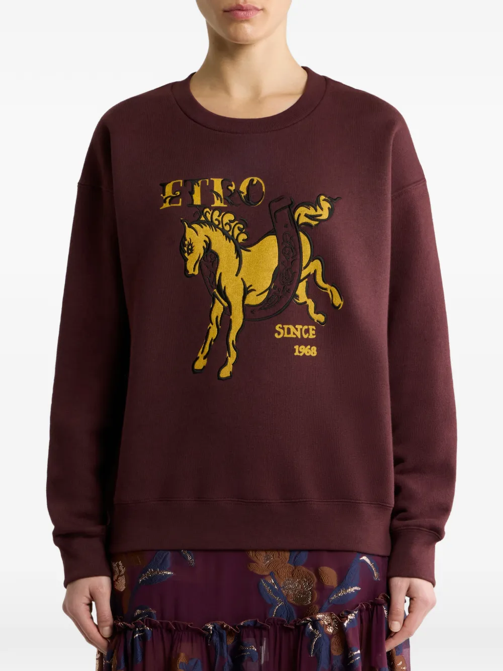 ETRO Sweater met Pegaso-print en logo Bruin