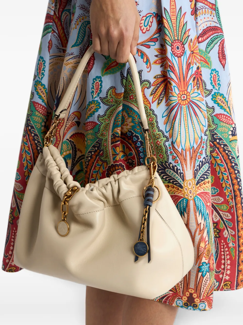 ETRO Nappa leren bedel met ketting en Pegaso-munt Blauw