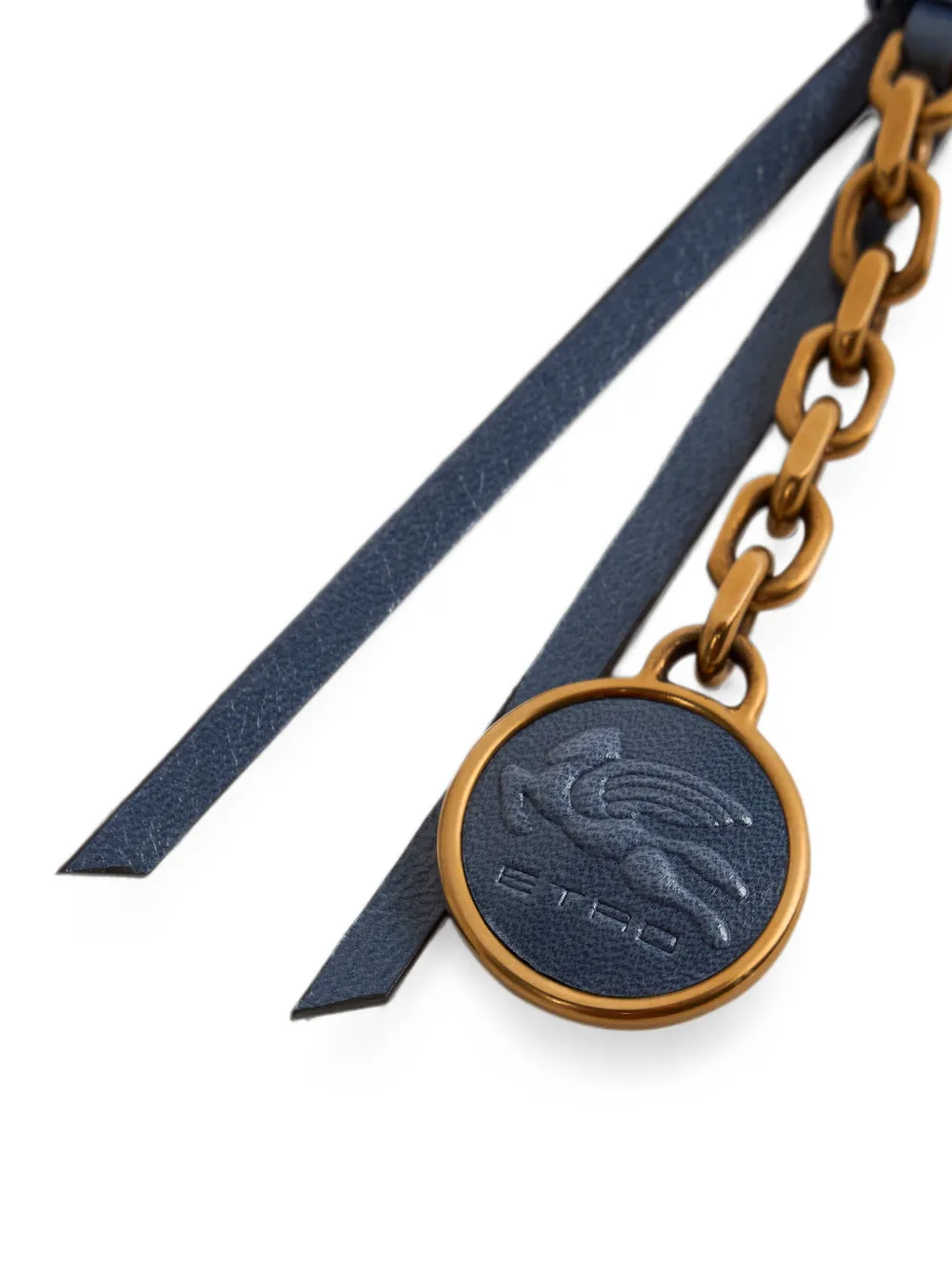 ETRO Nappa leren bedel met ketting en Pegaso-munt Blauw