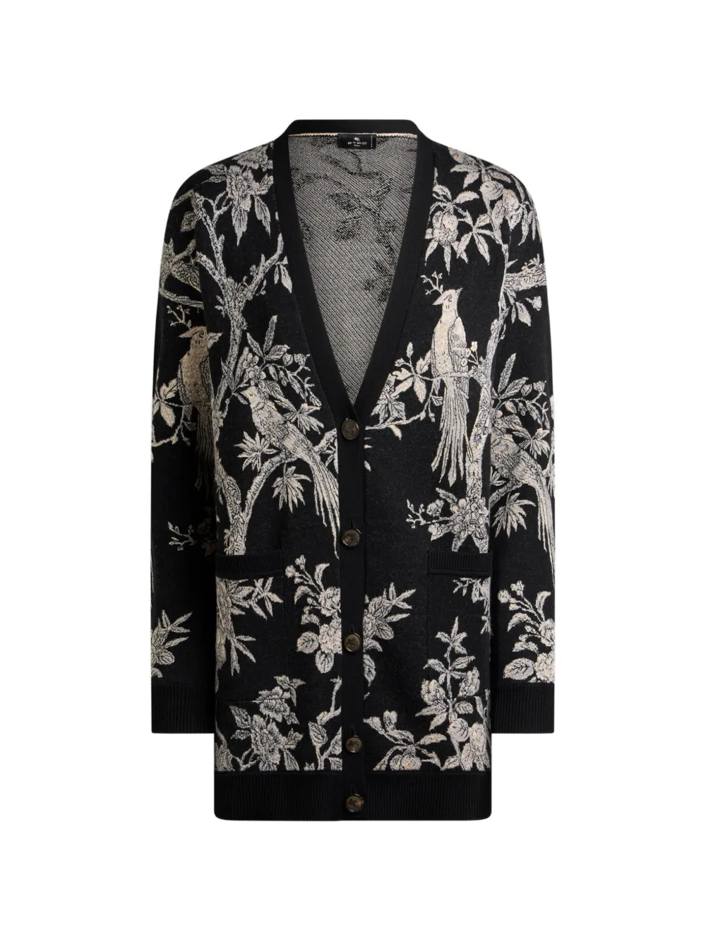 ETRO wool-blend jacquard cardigan with nature motif - Schwarz