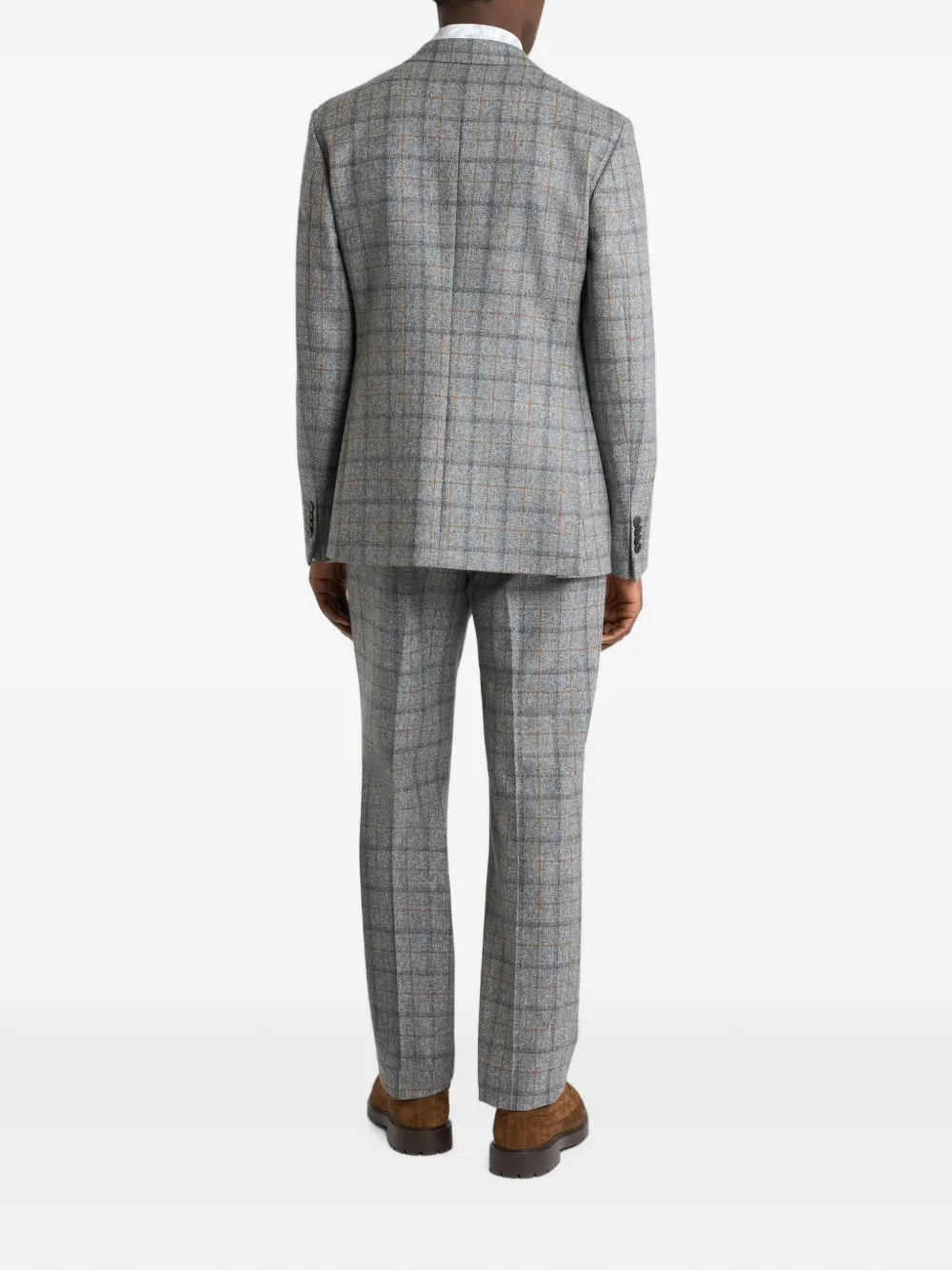 ETRO Geruit wollen colbert met enkele rij knopen Grijs
