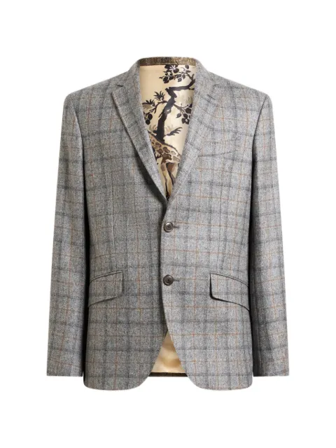 ETRO single-breasted wool jacket with check motif