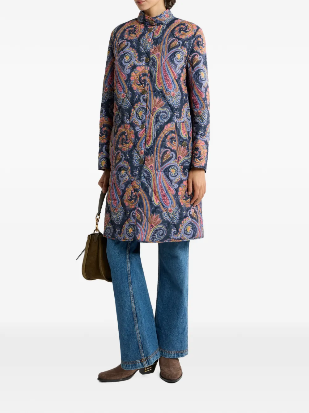 ETRO Gewatteerde jas met paisley Blauw