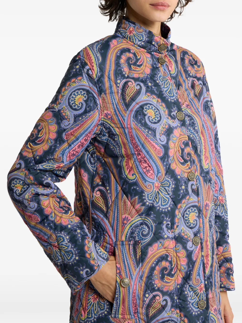 ETRO Gewatteerde jas met paisley Blauw