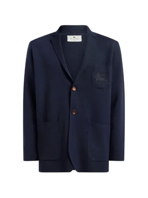 ETRO single-breasted wool jacket embroidered-logo 
