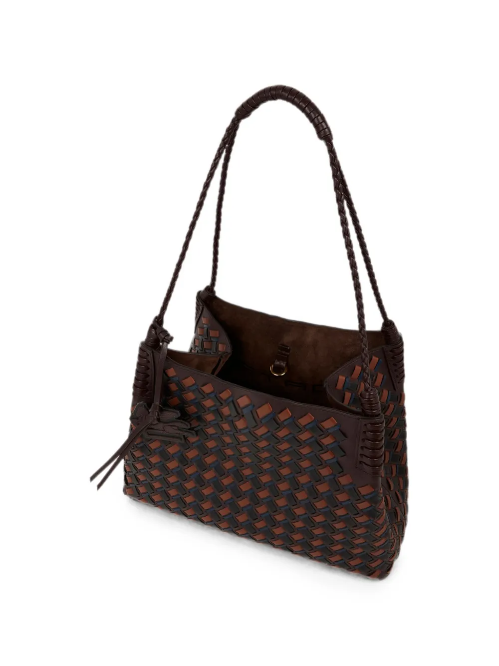 ETRO Medium Libra shopper van geweven leer Bruin