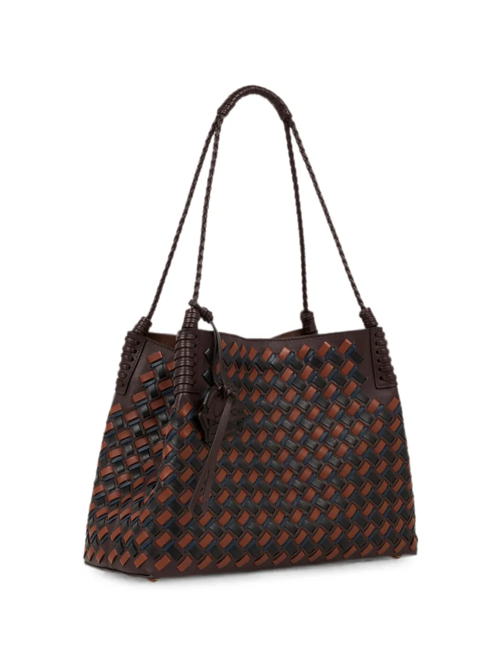 ETRO Medium Libra shopper van geweven leer Bruin
