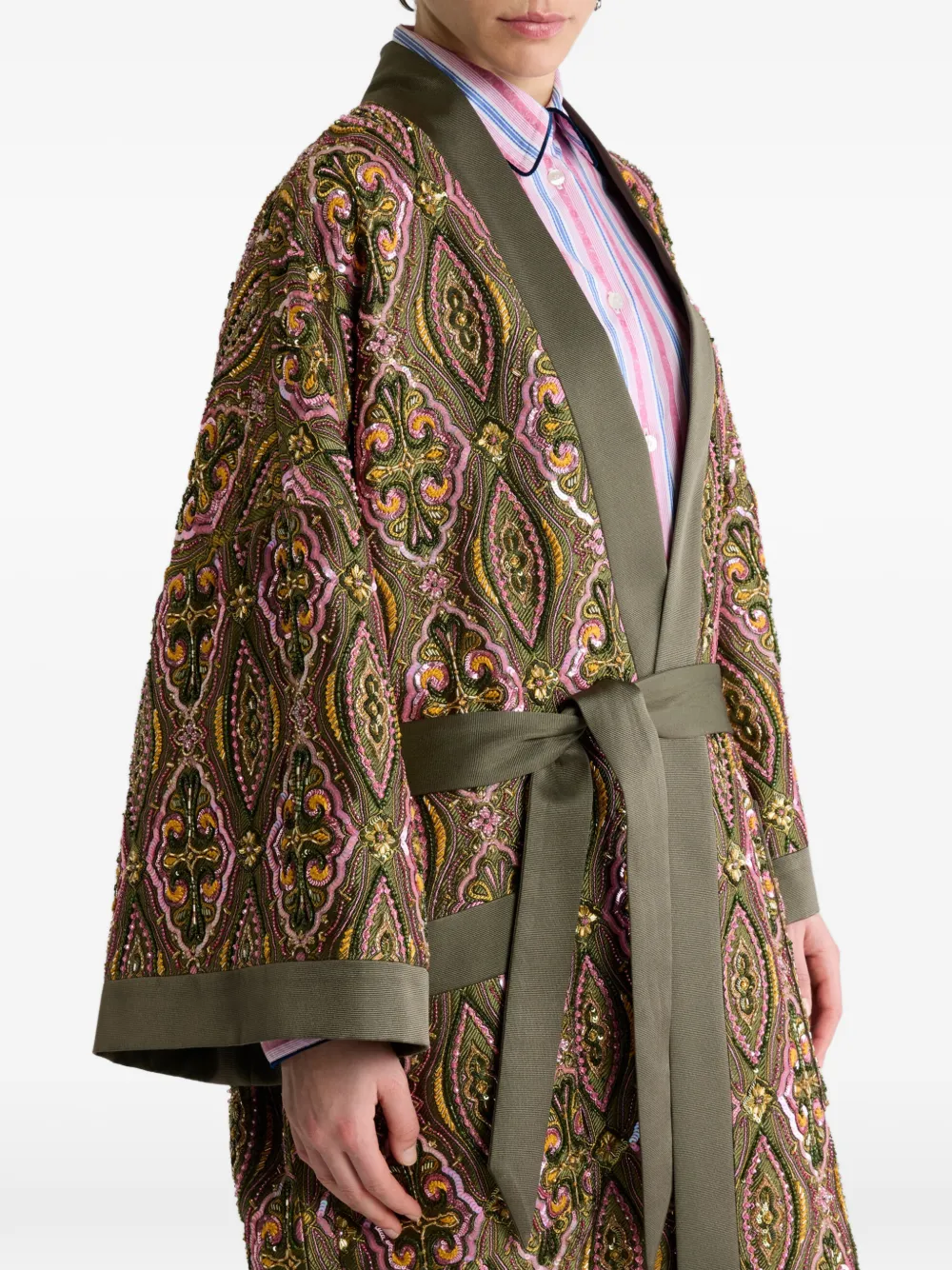 ETRO Tuniekjas met kralen en bloemenmedaillon borduurwerk Groen