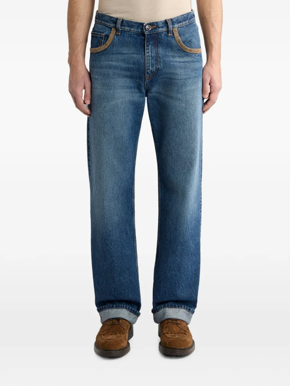 ETRO Katoenen denim jeans met contrasterende details Blauw