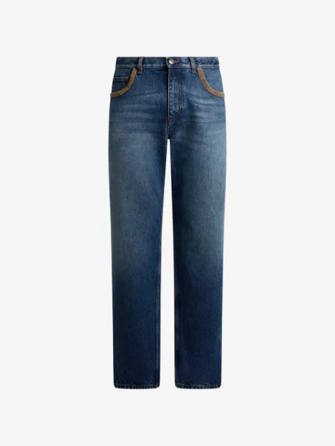ETRO straight-leg cotton denim jeans with contrasting details