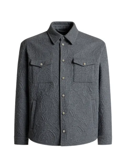 ETRO cotton-blend overshirt with quilt-effect Paisley embroidery