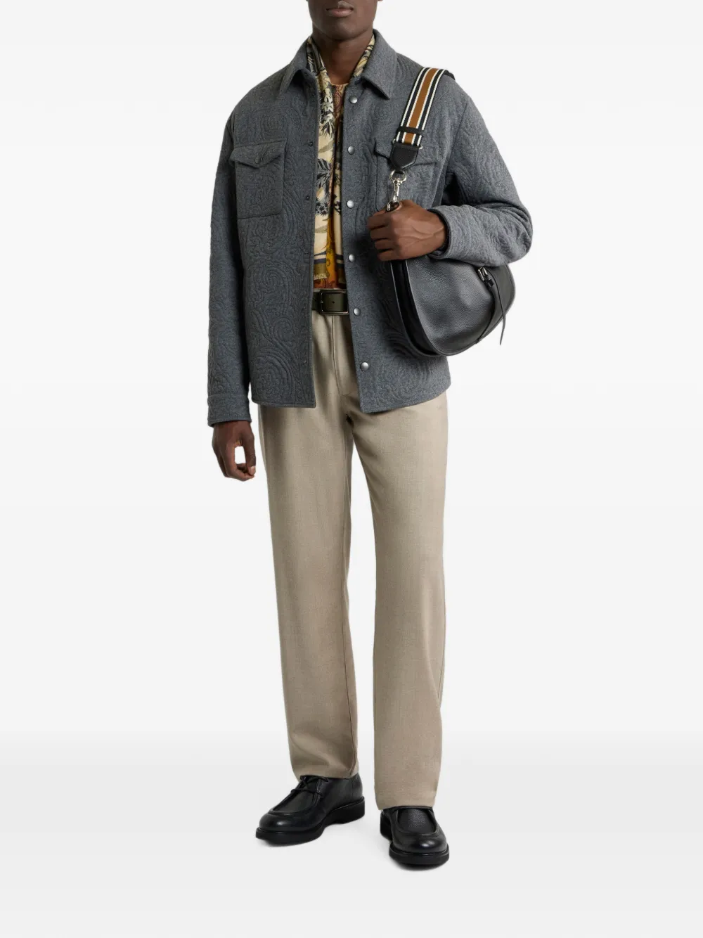 ETRO Shirtjack van katoenblend met geborduurd paisley-effect Grijs