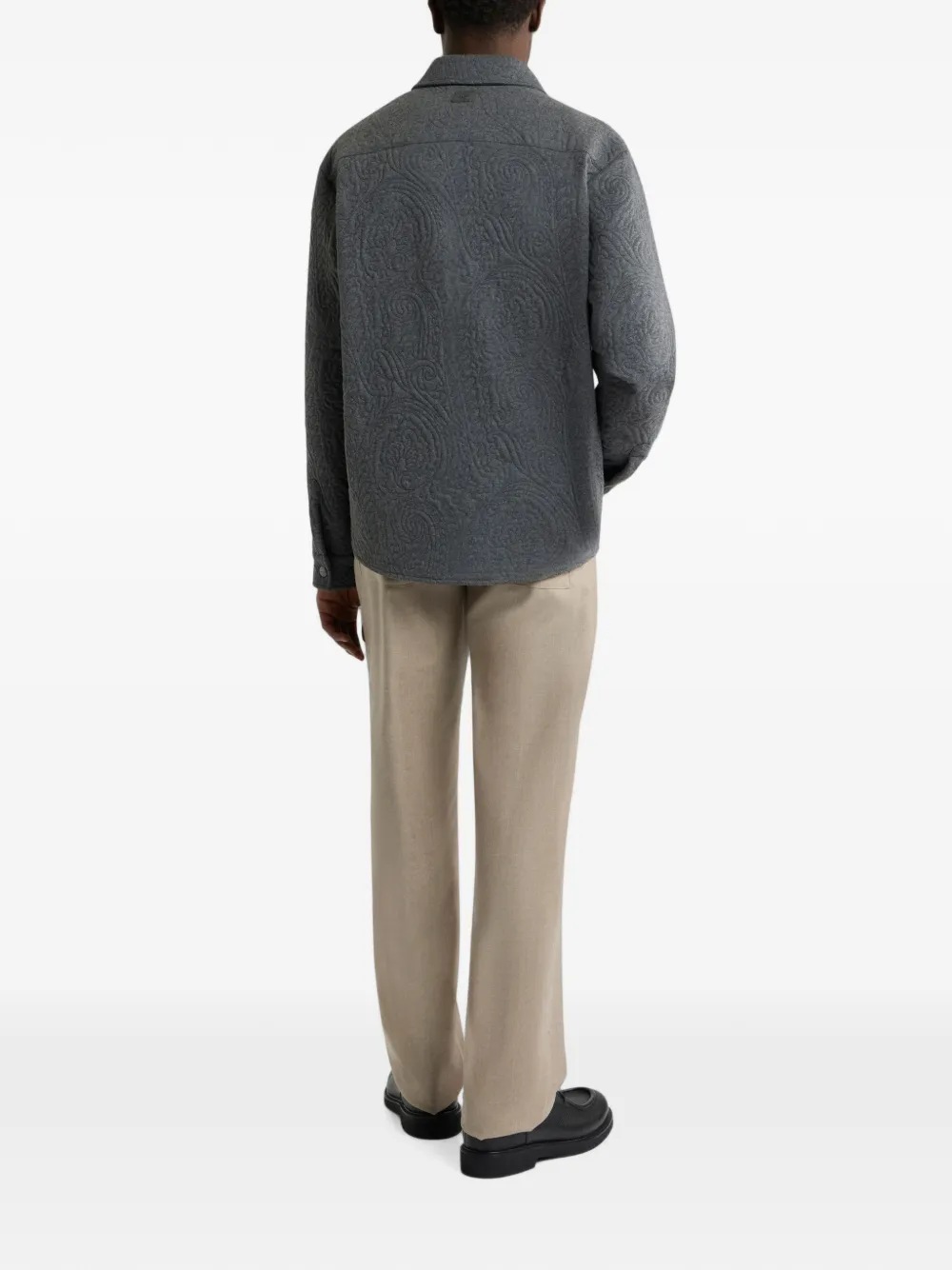 ETRO Shirtjack van katoenblend met geborduurd paisley-effect Grijs