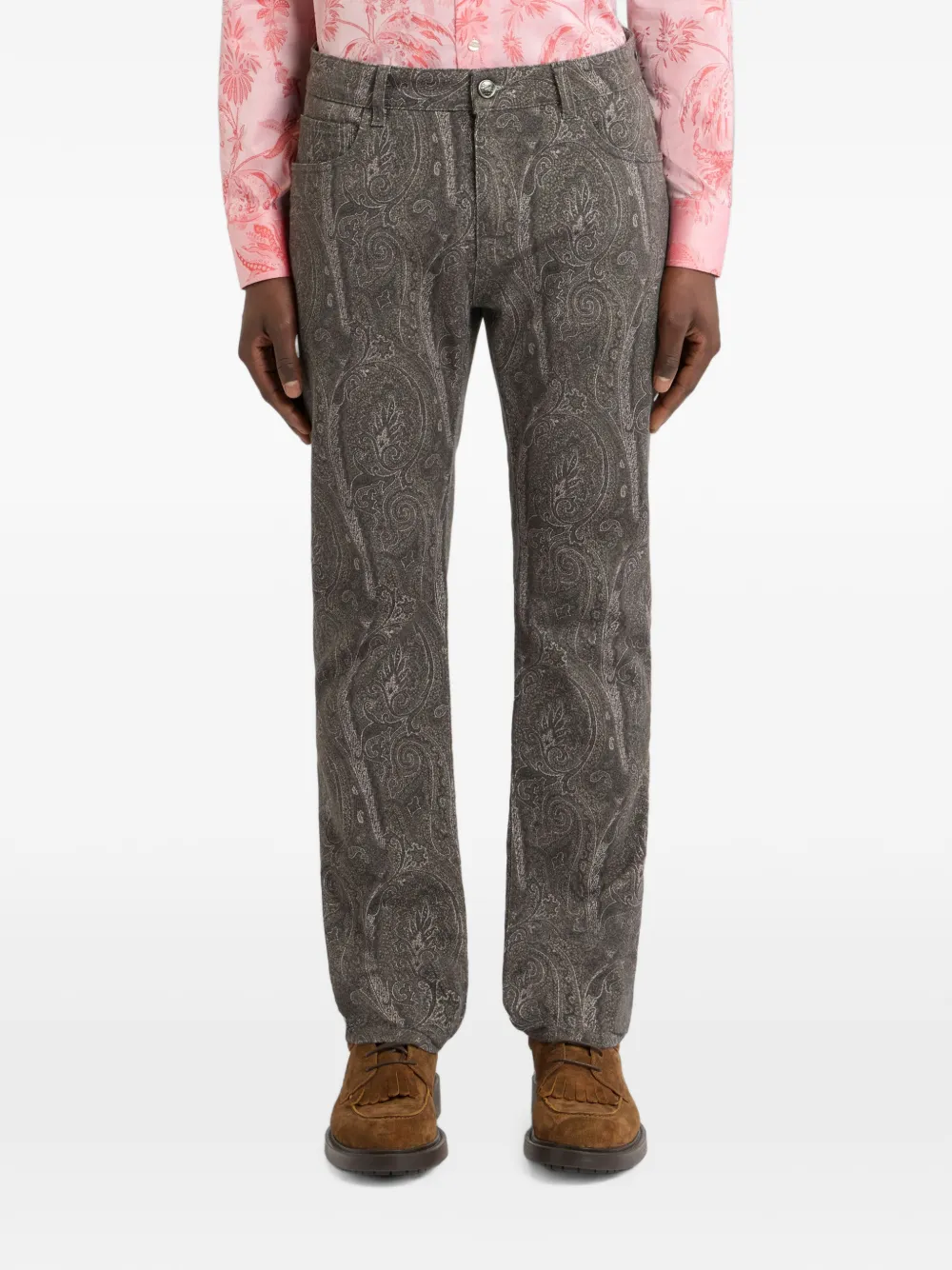 ETRO Regular-fit katoenen jeans met Arnica-motief Grijs