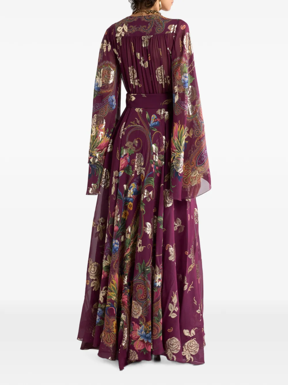 ETRO Zijden maxi-jurk met bloemen paisley-print Rood