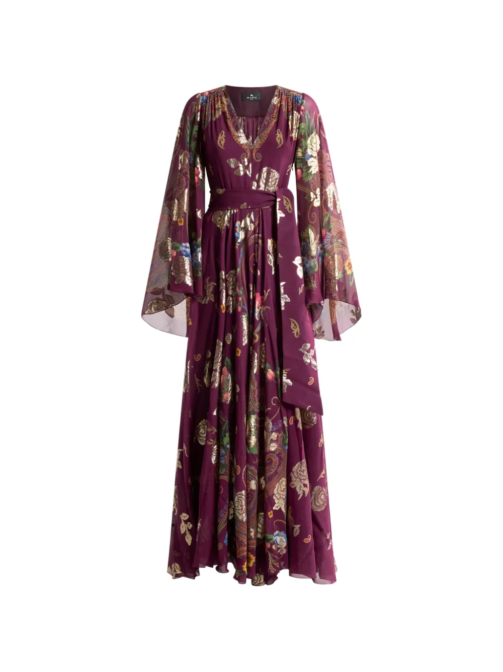 ETRO Zijden maxi-jurk met bloemen paisley-print Rood