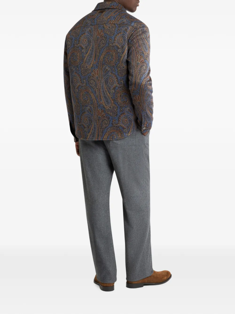 ETRO Jacquard shirtjack van katoenblend met Paisley-motief Blauw