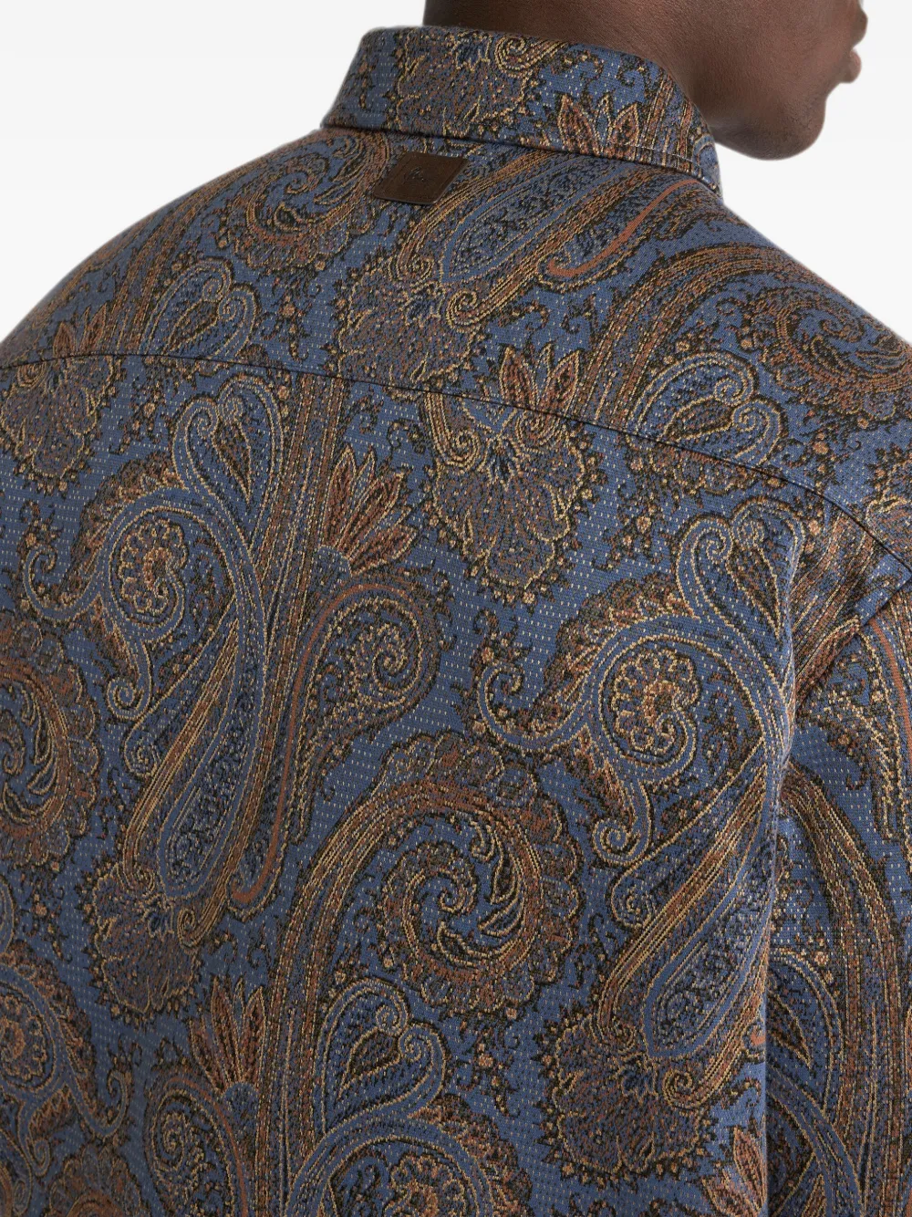 ETRO Jacquard shirtjack van katoenblend met Paisley-motief Blauw