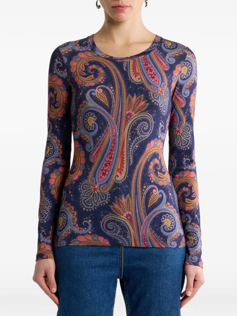 ETRO Jersey trui met Paisley motief Blauw