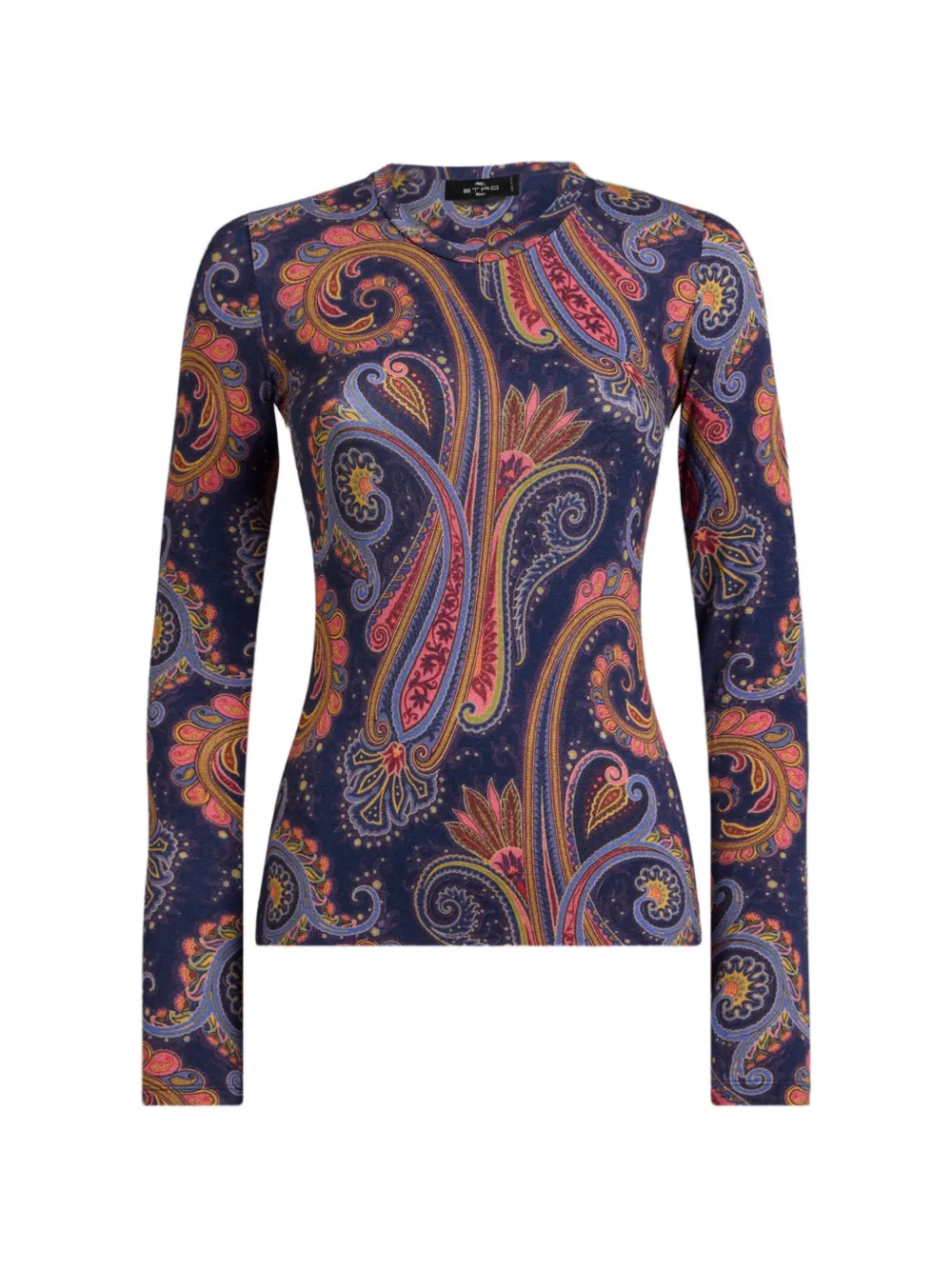 Etro Jersey Sweater With Paisley Motif In Blue