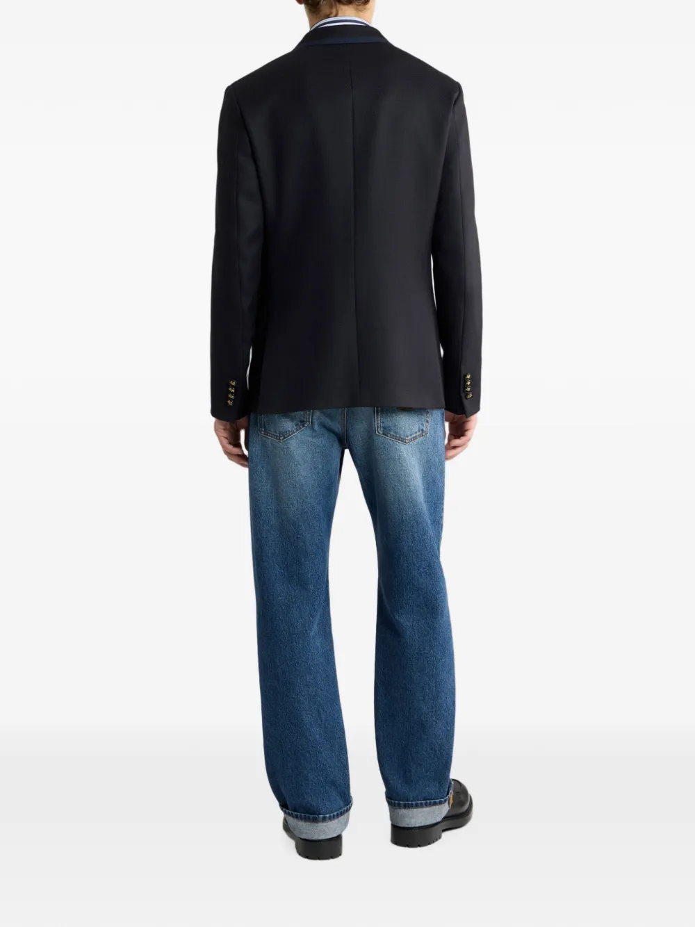 ETRO Wollen colbert met enkele rij knopen en Pegaso-logo Blauw