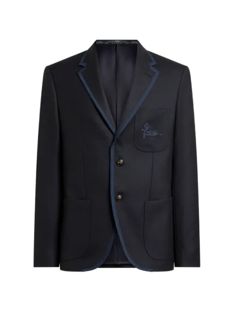 ETRO single-breasted wool jacket with Pegaso logo
