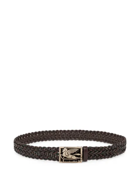 ETRO woven leather belt with Pegaso buckle