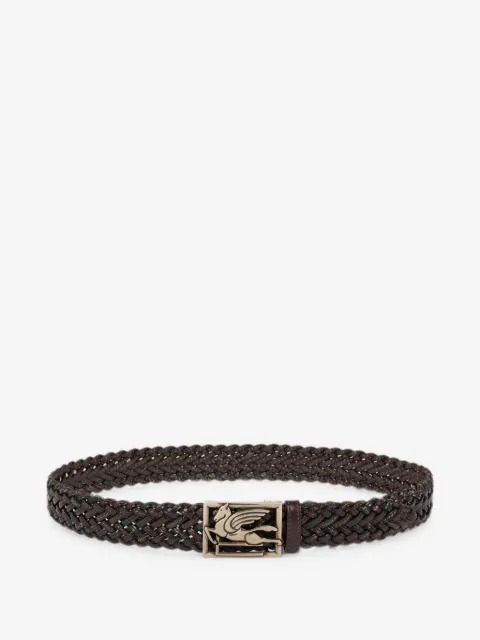 ETRO woven leather belt with Pegaso buckle